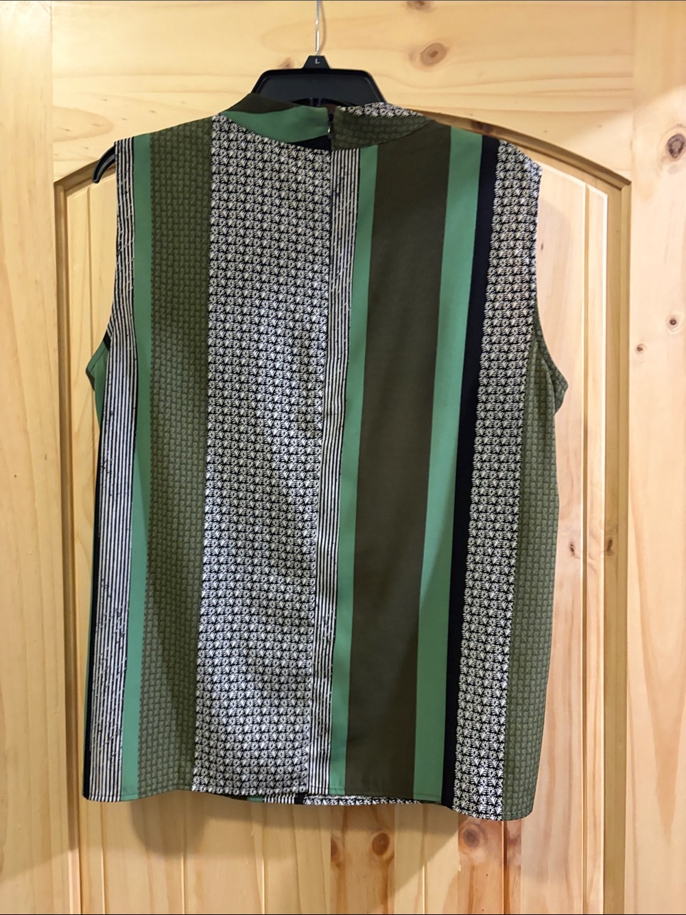 Alfani Olive & Mint Striped Geometric Sleeveless Top - Picture 3 of 3